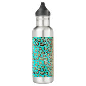 Funkelnd Glittery Türkis Leopard Edelstahlflasche (Rechts)