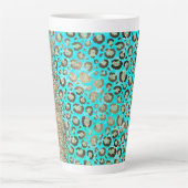 Funkelnd Glittery Türkis Leopard Milchtasse (Vorderseite)