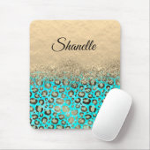 Funkelnd Glittery Türkis Leopard Mousepad (Mit Mouse)