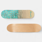 Funkelnd Glittery Türkis Leopard Skateboard (Horizontal)