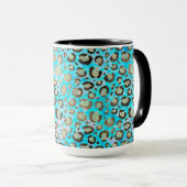 Funkelnd Glittery Türkis Leopard Tasse (VorderseiteRechts)
