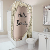 Funkelnd Glitzer 3D Rose Gold HELLO Girly Duschvorhang (Beispiel)