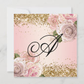 Funkelnd Glitzer Blush Pink Blumenzwiebeln Einladung (Rückseite)