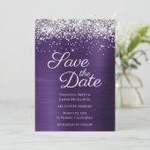 Funkelnd Glitzer Dunkle Violet Ombre Foil Save The Date (Stehend Vorderseite)