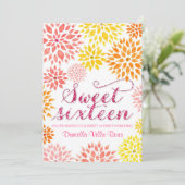 Funkelnd Glitzer Floral Wasserfarbener Frühling Sü Einladung (Stehend Vorderseite)