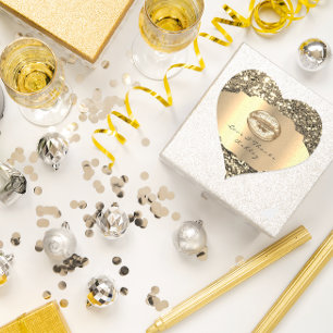 Funkelnd Glitzer Gold Kiss Lips Liebe & Danke Girl Herz-Aufkleber