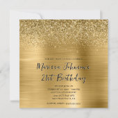 Funkelnd Glitzer Goldfoil 21. Geburtstag Einladung (Vorderseite)
