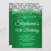 Funkelnd Glitzer Grün Einladung (Vorne/Hinten)