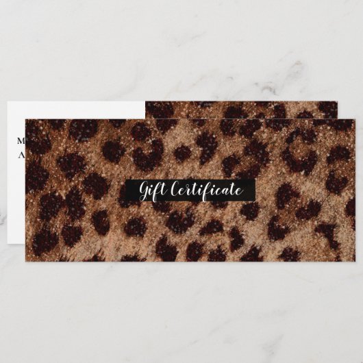 Funkelnd Glitzer Leopard Cheetah Geschenkgutschein Einladung (Vorne/Hinten)