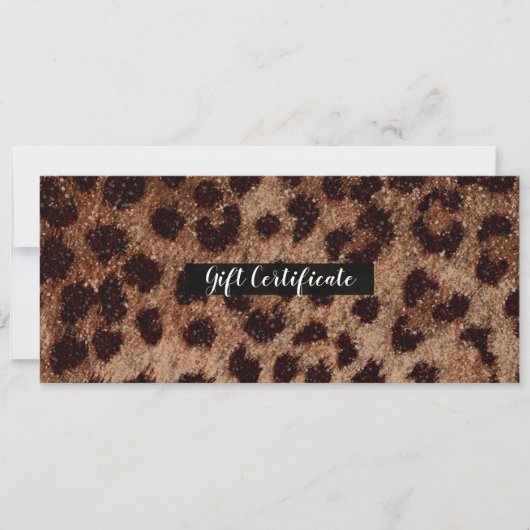Funkelnd Glitzer Leopard Cheetah Geschenkgutschein Einladung (Vorderseite)