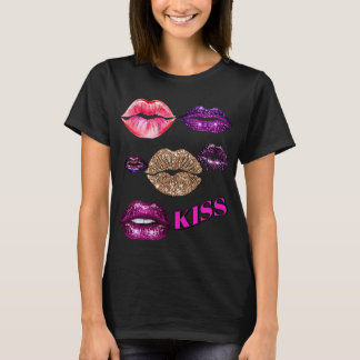 Funkelnd Glitzer Lido Kiss T-Shirt