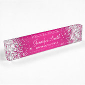 Funkelnd Glitzer mit glänzender Rosa Namensplakette