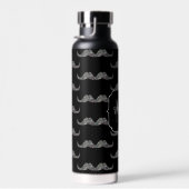 Funkelnd Glitzer Mustache Black Monogram Trinkflasche (Rechts)