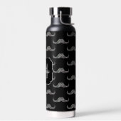 Funkelnd Glitzer Mustache Black Monogram Trinkflasche (Links)