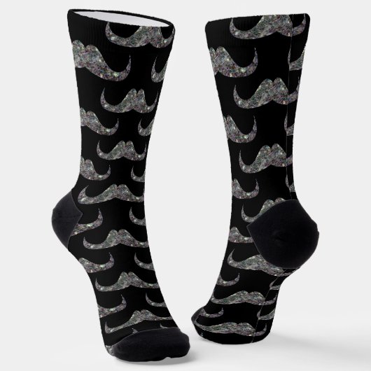 Funkelnd Glitzer Mustache-Muster Monogram Socken (Gewinkelt)