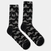 Funkelnd Glitzer Mustache-Muster Monogram Socken (Rechts)