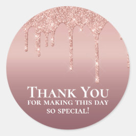 Funkelnd Glitzer Pink Vielen Dank Runder Aufkleber