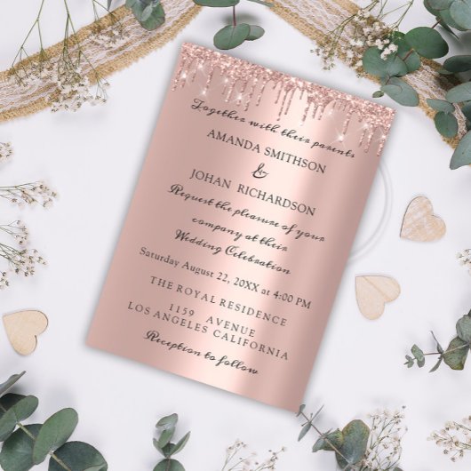 Funkelnd Glitzer Rose Gold Elegante Hochzeiten Tro Einladung