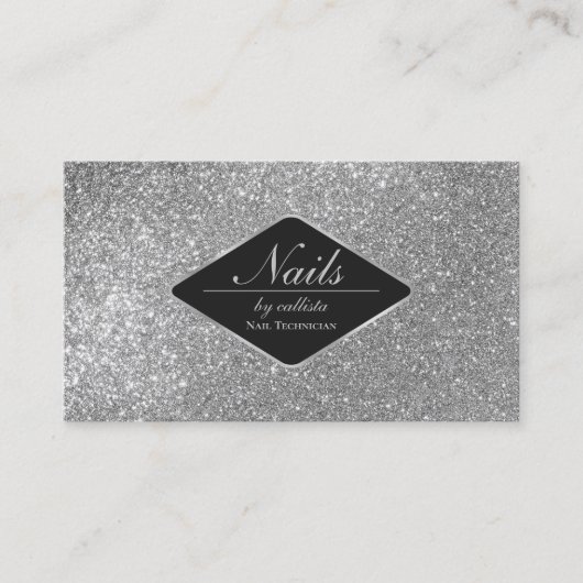 Funkelnd Glitzer Schwarzer Makeup Nails Lash Visitenkarte (Vorderseite)