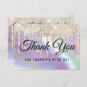 Funkelnd Glitzer Tropfen Imitate Holografisches Pe Dankeskarte (Vorne/Hinten)