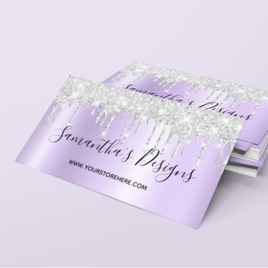 Funkelnd Glitzer Tropfen Pale Lavender Ombre Visitenkarte