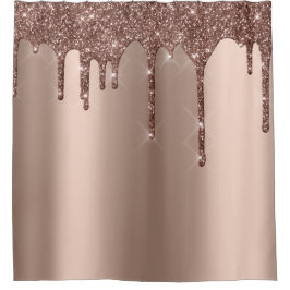 Funkelnd Glitzer Tropfen Rosa Rose Gold Blush Girl Duschvorhang