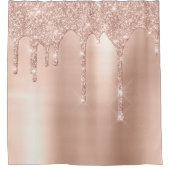 Funkelnd Glitzer Tropfen Rosa Rose Gold Blush Lux Duschvorhang (Vorderseite)