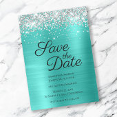 Funkelnd Glitzer Türkis Ombre Foil Save The Date