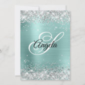 Funkelnd Glitzer Türkisfolie Einladung (Rückseite)