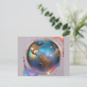 Funkelnd Glitzer World globe - Wasserfarben Postkarte (Stehend Vorderseite)