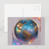 Funkelnd Glitzer World globe - Wasserfarben Postkarte (Vorne/Hinten)