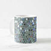 Funkelnd Glitzy Silver Glitzer Bling Kaffeetasse (Vorderseite Links)