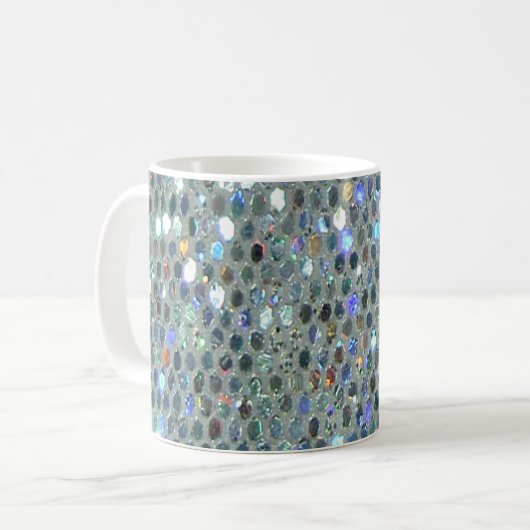 Funkelnd Glitzy Silver Glitzer Bling Kaffeetasse (Vorderseite Links)