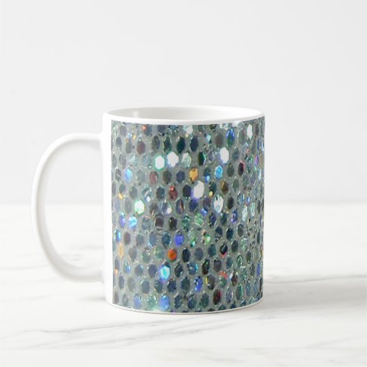 Funkelnd Glitzy Silver Glitzer Bling Kaffeetasse (Links)