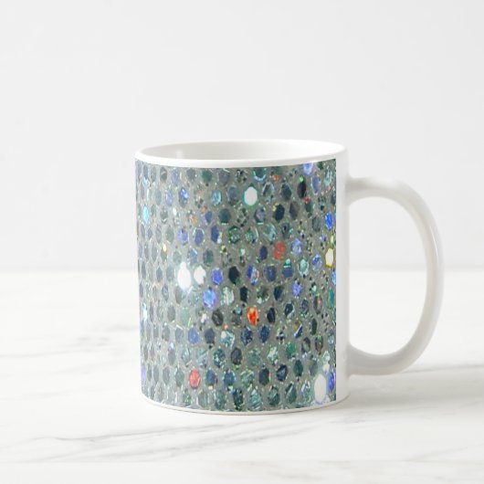Funkelnd Glitzy Silver Glitzer Bling Kaffeetasse (Rechts)