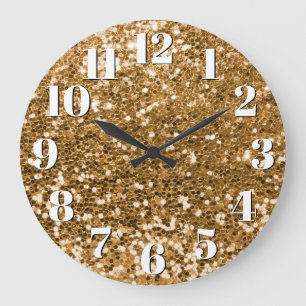 Funkelnd Gold Chunky Glitzer Große Wanduhr