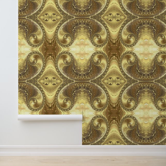 Funkelnd Gold Fraktal Ornamente Tapete (Anwendung)