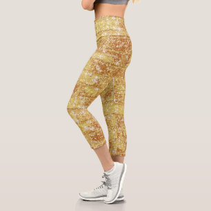 Funkelnd Gold Glitzer Chic Textur Muster Capri Leggings