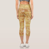 Funkelnd Gold Glitzer Chic Textur Muster Capri Leggings (Rückseite)