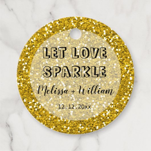Funkelnd Gold Glitzer Lassend Liebe Sparkle Geschenkanhänger (Vorderseite)