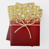 Funkelnd Gold Glitzer Royal Dark Red Ombre Imitate Geschenkpapier Set (Beispiel)