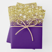 Funkelnd Gold Glitzer Royal Lila Imitate Geschenkpapier Set (Beispiel)