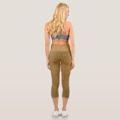Funkelnd Gold Glitzer Spaß Yoga-Übung Capri Leggings (Rückseite)