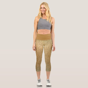Funkelnd Gold Glitzer Spaß Yoga-Übung Capri Leggings