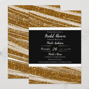 Funkelnd Gold Glitzer & White Sparkle Moderner Gla Einladung