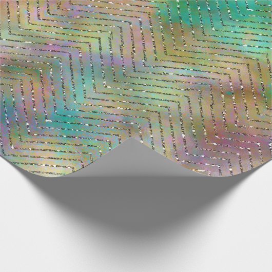 Funkelnd Gold Rainbow Lights Zickzack Muster druck Geschenkpapier (Ecke)