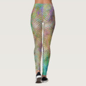 Funkelnd Gold Rainbow Lights Zickzack Muster druck Leggings (Rückseite)