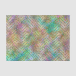 Funkelnd Gold Rainbow Lights Zickzack Muster druck Seidenpapier