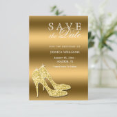 Funkelnd Gold Stiletto Shoes Geburtstag Save the D (Stehend Vorderseite)