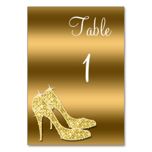 Funkelnd Gold Stiletto Shoes Geburtstag Tischnummer